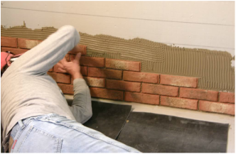Installing brick tile wall