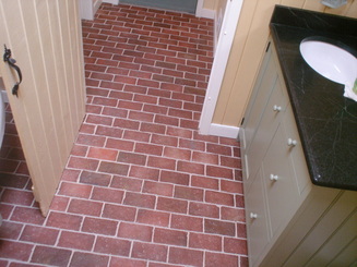 Thin brick tile bathroom