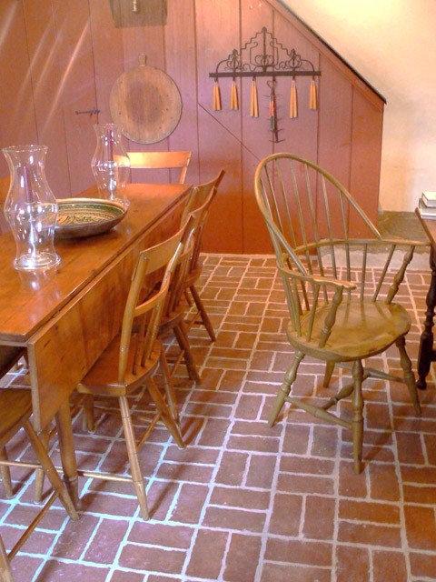 Picture dining room basketweave brick tile floor
