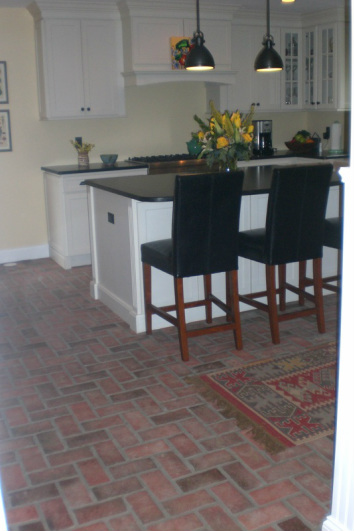 Brick tile flooring contemporary kitchen Picture