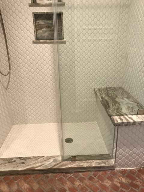 Whitewashed brick bathroom floor Picture